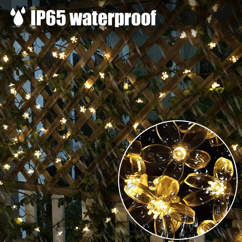 Flower String Light Battery Operated Outdoor Cherry Blossom Fairy Lights - DecorGama