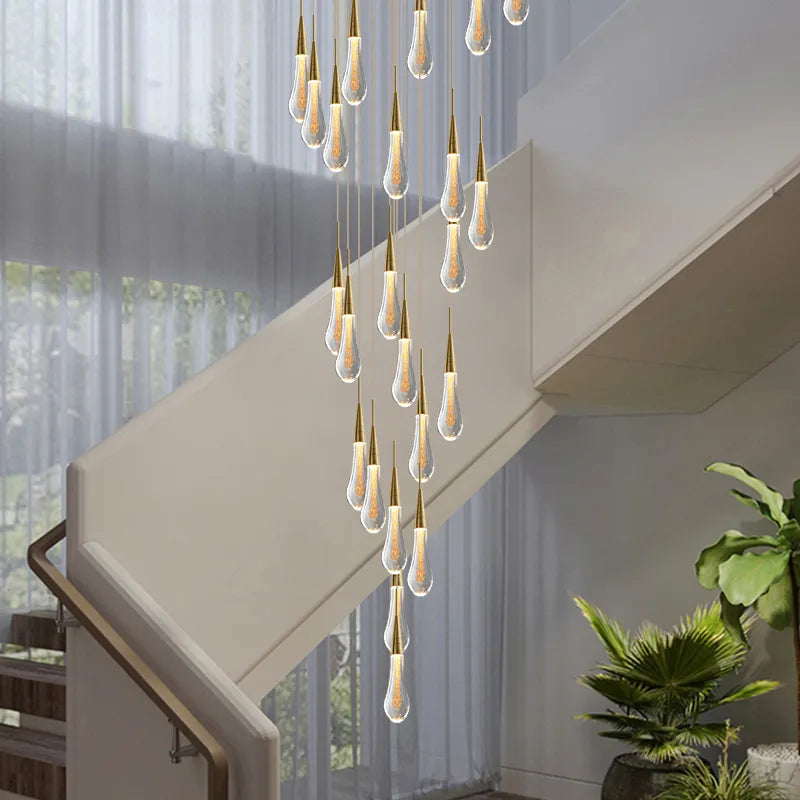 Crystal Tear Drop Ceiling Chandelier Loft Villa Staircase Led - DecorGama