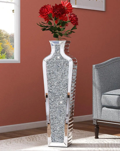 Tall Crushed Diamond Floor Vase