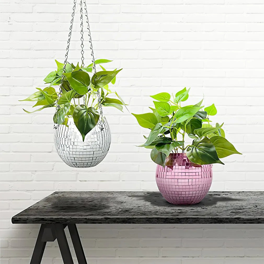 10cm Disco Ball Hanging Flower Pot - DecorGama