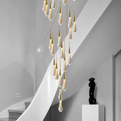 Crystal Tear Drop Ceiling Chandelier Loft Villa Staircase Led - DecorGama