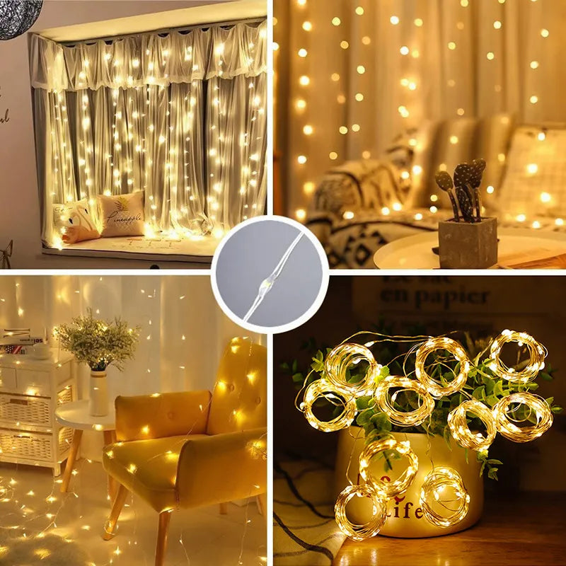 Curtain LED String Lights Garland Festival Christmas - DecorGama