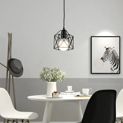 Iron Gold Black Minimalist Metal Cage Pendant Lamp - DecorGama