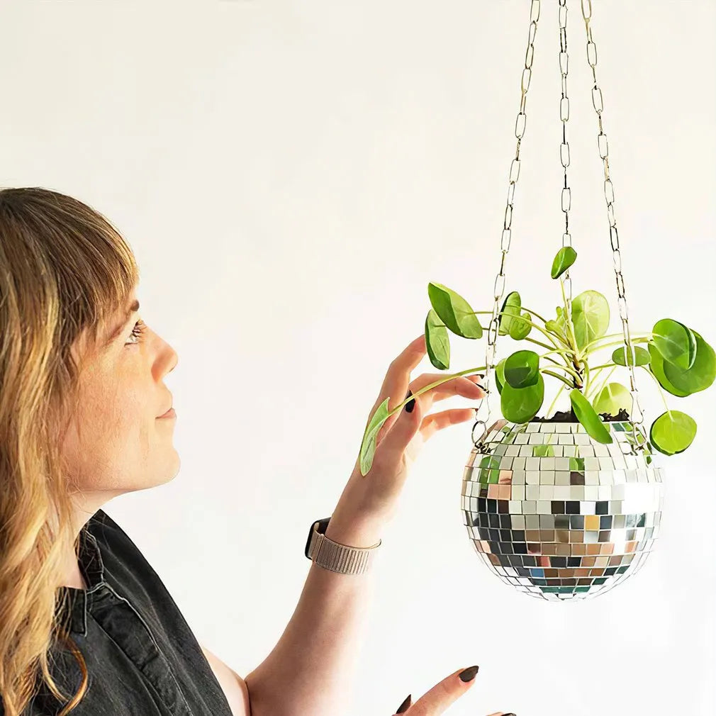 10cm Disco Ball Hanging Flower Pot - DecorGama