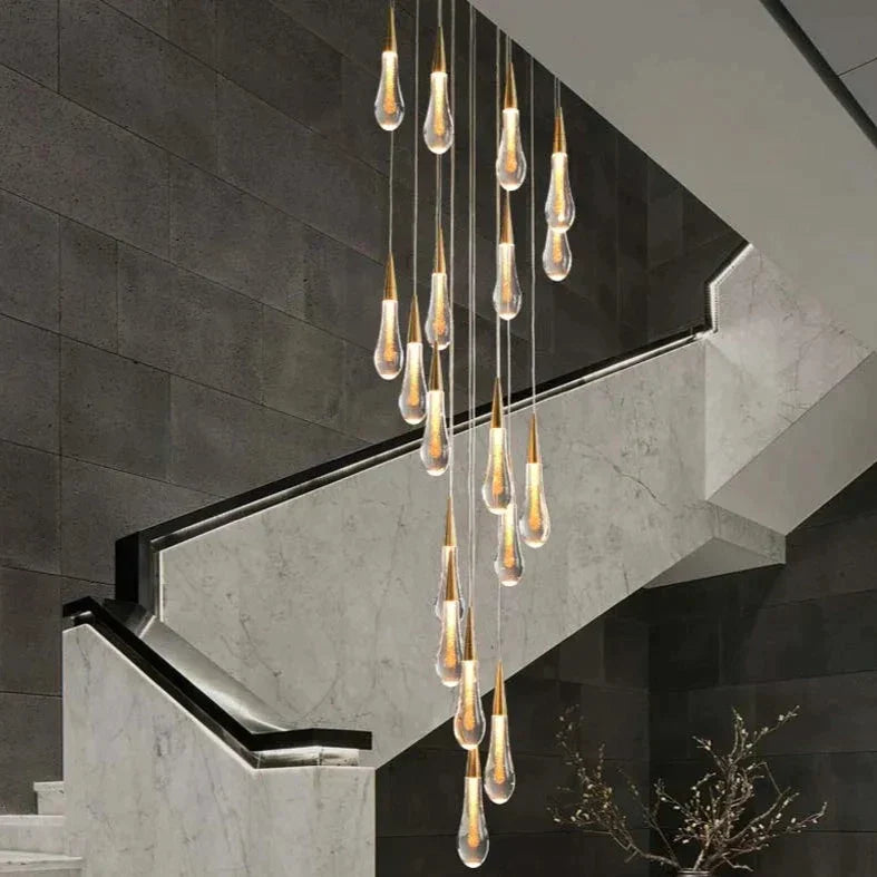 Crystal Tear Drop Ceiling Chandelier Loft Villa Staircase Led - DecorGama