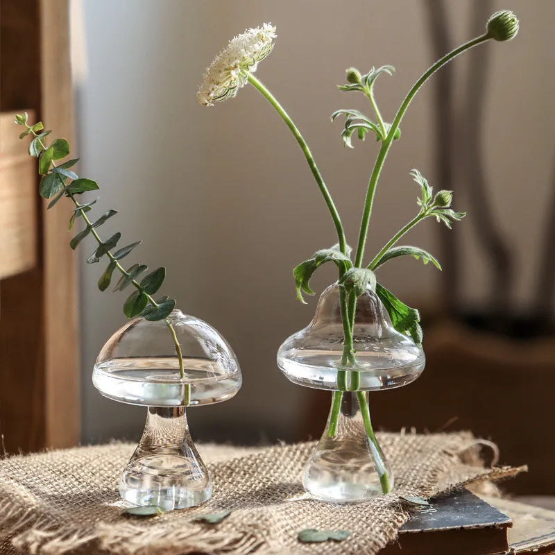 Mushroom Shaped Glass Vase Hydroponics Plant Vase - DecorGama